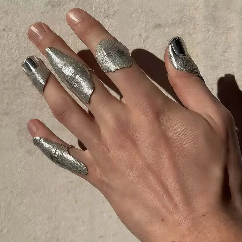 Fashion Metal Irregular Texture Finger Rings for Men Women Punk Hip Hop Gold Silver Color Geometric Knuckle Ring Jewelry Gifts