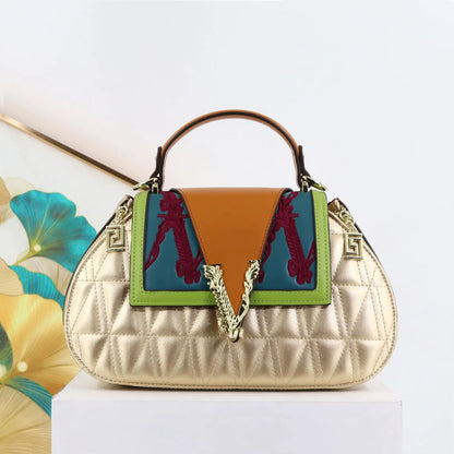 Luxury Women's Bag with V Ladies Leather Handbag Female Shoulder Bag Diamonds Crossbody Luxury Handbags Women Embroidery Bags