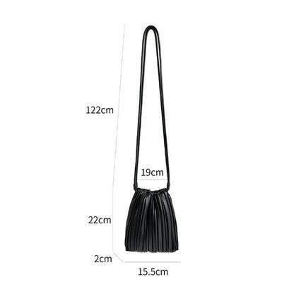 PU Leather Small Square Crossbody Bags for Women 2026 New Fashion Pleated Versatile Phone Shoulder Bag Korean Luxury Handbags