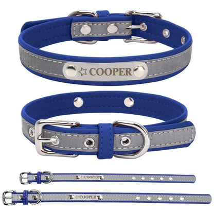 Dog Collar PU Leather Engraved - Customized with Name, Unique Gift for Dog Lovers, Adjustable Puppy for Small Medium Large Breed