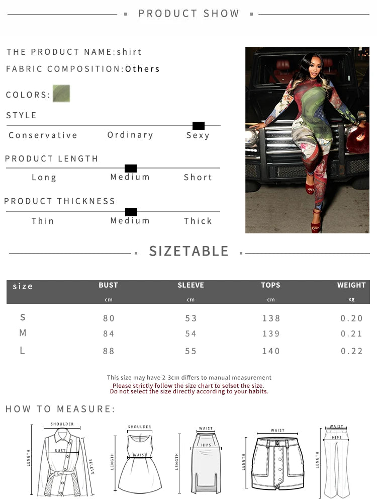 Sisterlinda Hip Jumpsuits Woman Hot Girls Colorful Print Autumn Trend o-Neck Full Sleeve Skinny Street Sexy Fashion Overalls