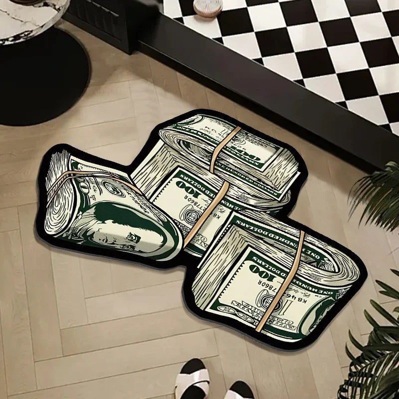VIKAMA Fashion Print Dollar Mat Insulating, Warm, Non-Slip Entrance Hallway Doormat Bathroom Toilet Rug Home Decor