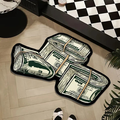 VIKAMA Fashion Print Dollar Mat Insulating, Warm, Non-Slip Entrance Hallway Doormat Bathroom Toilet Rug Home Decor