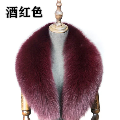 Fox Fur Collar 100% Real Fox Fur Scarf Winter Women Natural Fur Gray Collar Large Size Neck Warmer Fur Scarf Shawls