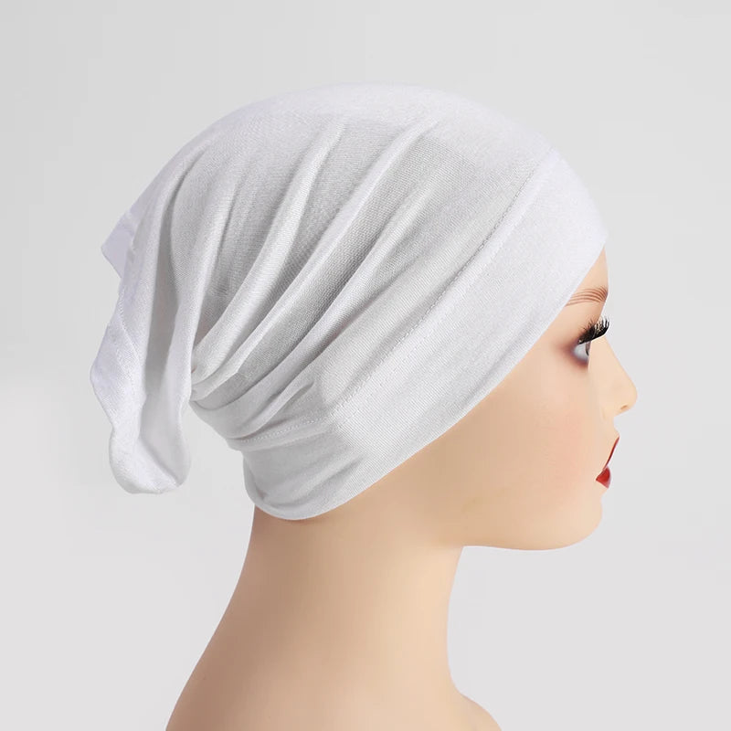 Soft Modal Inner Hijab Cap Muslim Stretch Turban Cap Islamic Underscarf Bonnet Hat Female Headband Tube Cap Turbante