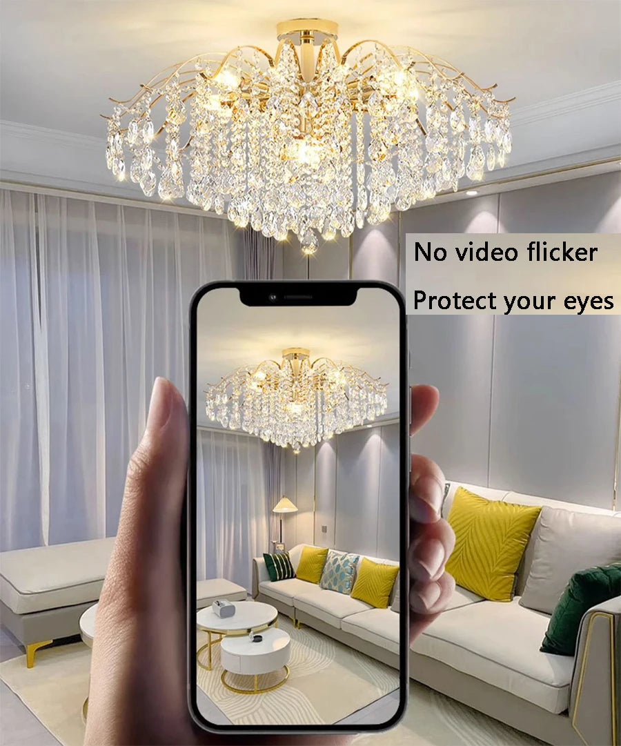 Modern Luxury Crystal Ceiling Chandelier For Living Room Dining Room Bedroom Ceiling Lamp LED Lights Home Appliance AC85-260V