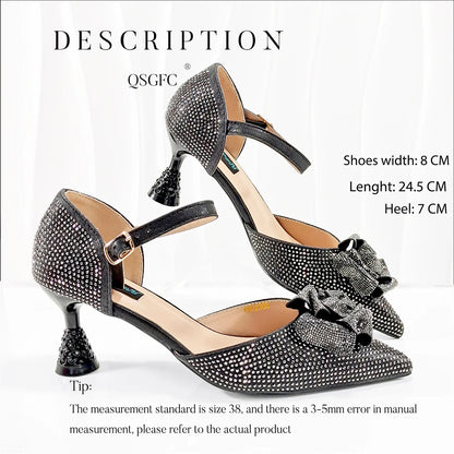 Queena Yan Spot Goods Nigeria High Quality Heels Pumps And Bag Handmade Flowers Fashion Design For Nigeria Wedding Party