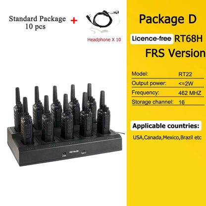 Retevis RT668H Walkie Talkie 10Pcs PMR446 License Free Hidden Screen Long Range Communication Walkie-talkies for Hotel Factory