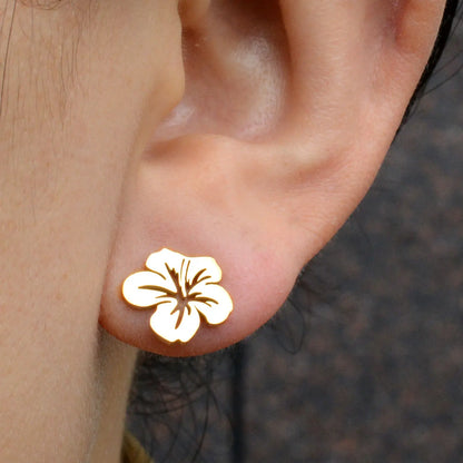 Minimalist Stainless Steel Earings Mini Heart Star Geometric Stud Earrings For Women Cute Cat Dog Flower Leaf Earrings Jewelry