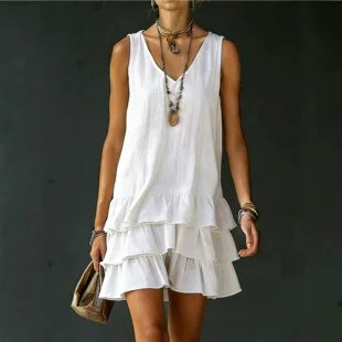 Women Linen Blend Romper Lapel Collar Short Sleeve Button Down Ruffle Hem Pocket Jumpsuit Casual Beach Playsuit