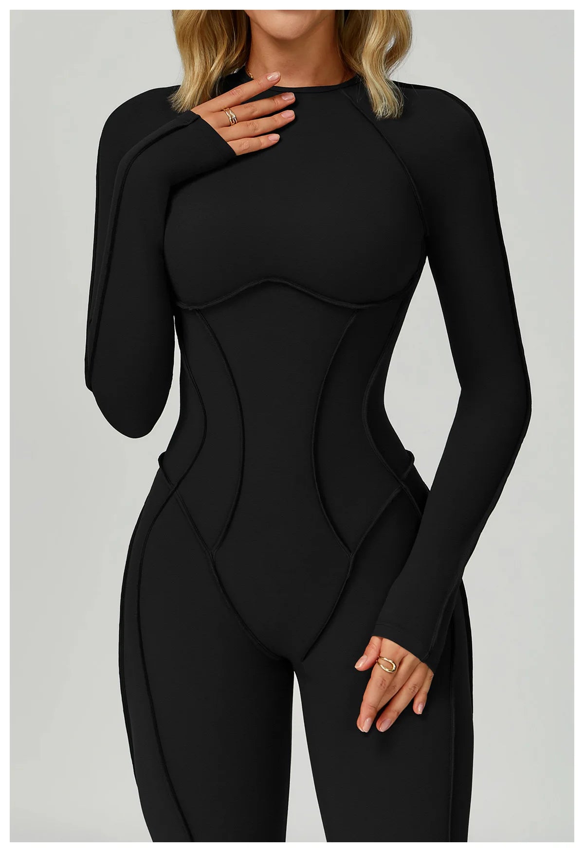 Sexy Hollow Back Long Sleeve Yoga Jumpsuit Women Quick Dry One-piece Yoga Suit Gym Training Leggings Playsuit Slim Fit Bodysuits