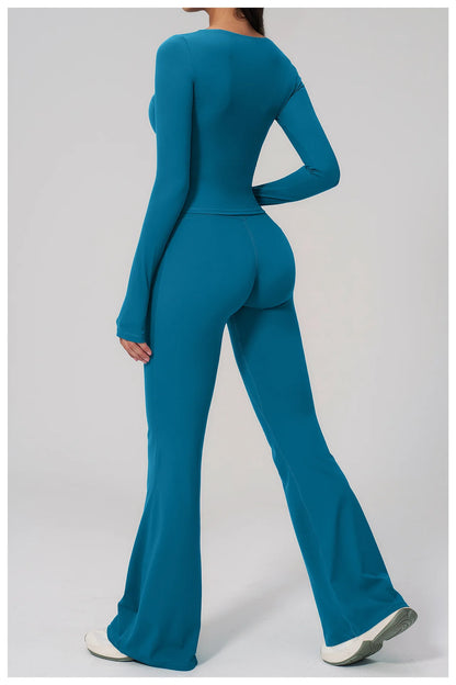 Yoga Set 2PCS Women Tracksuit Sportswear Workout Clothes Athletic Wear Gym Clothing Legging Fitness Top Long Sleeve Sports Suits