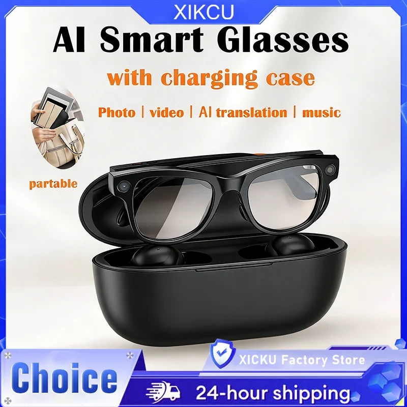 Smart Glasses HD Photo Video Open AI Record Translation Touch Photochromic Lenses Bluetooth Call Music Multifunction Glasses