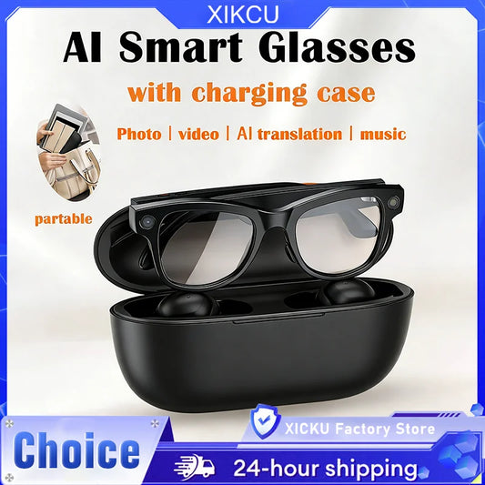 Smart Glasses HD Photo Video Open AI Record Translation Touch Photochromic Lenses Bluetooth Call Music Multifunction Glasses