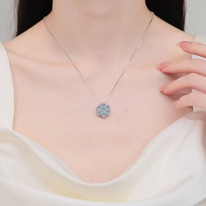 Luxu Flower Full 3/4/5mm D Color Moissanite Pendant Necklace for Woman Man 925 Silver GRA Certified 7-Stone Diamond Neck Chain