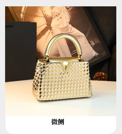 Genuine Leather Woven Handbag For Women 2026 New Light Luxury Women's Shoulder Bag Fashion Commuter Messenger Bag Versatile