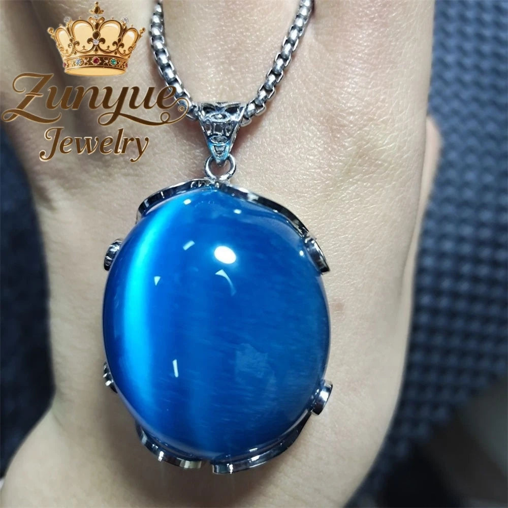 Natural Colorful Cat's Eye Stone Pendant Necklace Elegant Fashion Daily Wear Luxury Quality Fine Jewelry For Women Unisex Gift