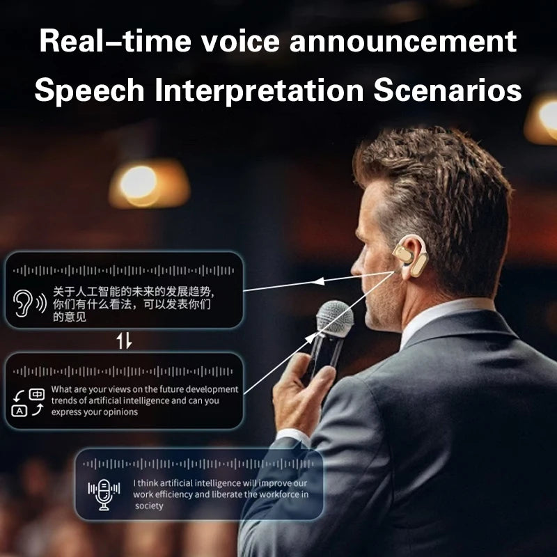Lenovo AI Earphones Wireless Bluetooth Real-time Language Translation 144 Languages Ear Hanging Headphone Translator For Busine