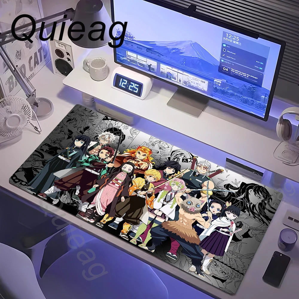 Anime Large Mouse Pad Demon Slayer Nezuko Cute Mousepads Kawaii Table Mats Office Accessories Deskmat Rubbe Lockedge Mouse Mat