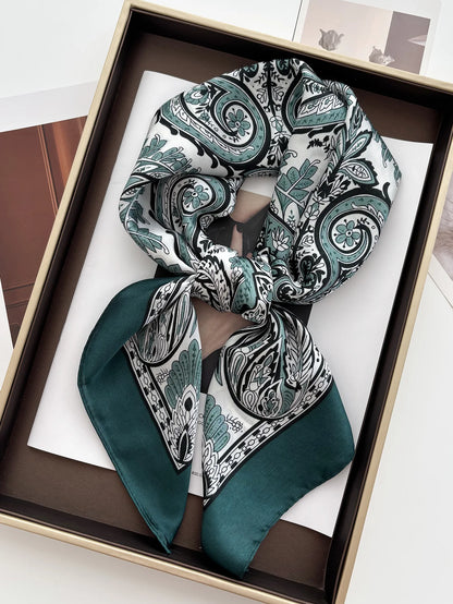 2026 New Elegant Fashion 70X70cm Printed Women's Scarf Silk Scarf Square Shawl Decorative Headband Neck Luxury Design Bandana