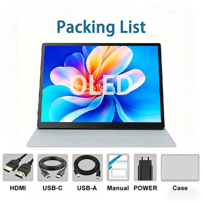 10.5'' FHD Portable Monitor Touch Screen External Monitor with Leather Case for Laptop Macbook Smart Phone Xbox gaming