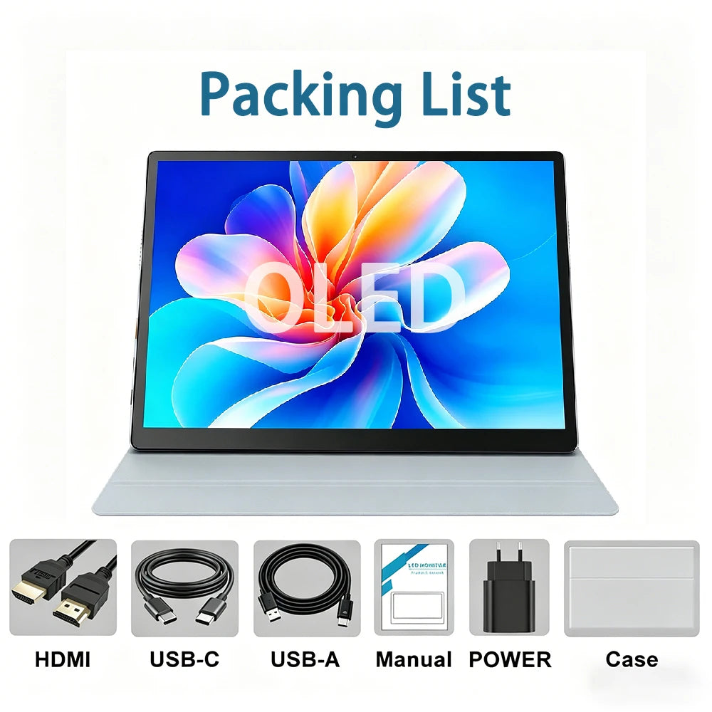 10.5'' FHD Portable Monitor Touch Screen External Monitor with Leather Case for Laptop Macbook Smart Phone Xbox gaming