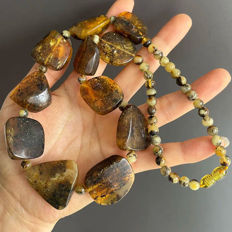 Big New Natural Amber Necklace for Gift European Baltic Original Beads Gogerous 100% Original Real Jewelry Supplier Wholesale