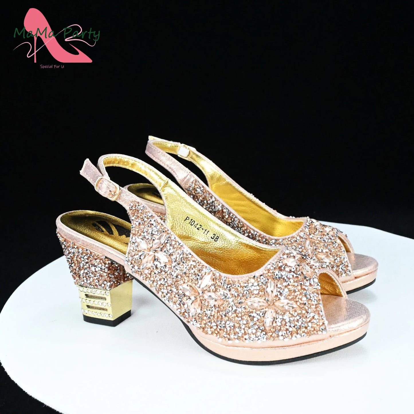 2025 Fashion Style Nigerian Ladies Lovely Shoes and Bag to Match Set in Gold Color Specials Pumps for Dress
