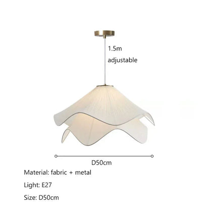 Nordic Minimalist Wabi Sabi Creamy Wind Fabric Chandelier Living Dining Room Bedroom Pendant Lights Home Hanging Lamp Fixture