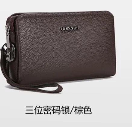 Leather Wallet FL-V1 Men Business Clutch Bag Smart Fingerprint Lock Security Anti Theft Handbag Black Safety Men Wallet сумка 가방