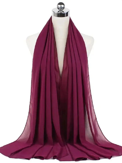 New Fashion Women Solid Chiffon Headscarf Ready To Wear Instant Hijab Scarf Muslim Shawl Islamic Hijabs Arab Wrap Head Scarves