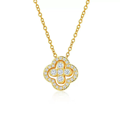 1pcs fashionable classic full diamond four petal flower women's dynamic necklace, fashionable birthday gift collarbone chain mul
