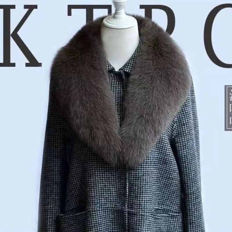 Winter Real Fox Fur Collar Woman Furry Natural Raccoon Fur Scarf Shawls Luxury Neck Warmer Wraps For Coat Fur Scarves Large Size