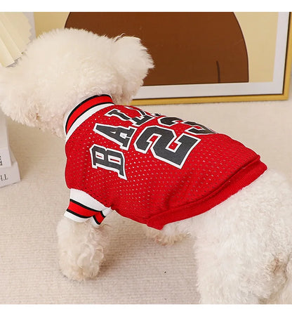 Summer Pet Vest Small Body Hugger American Bulldog Breathable Lightweight Small Dog Lettered Basketball Two-Piece Outfit