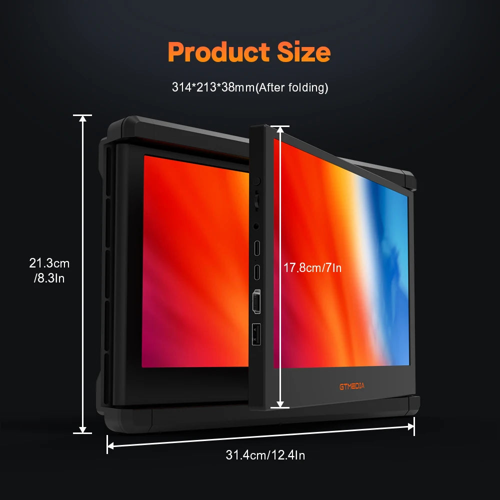 GTMEDIA 11.6Inch Portable Monitor 1920*1080 IPS FHD Triple Dual Extender Screen Full View Fold Display For 13.0-17.3Inch Laptops
