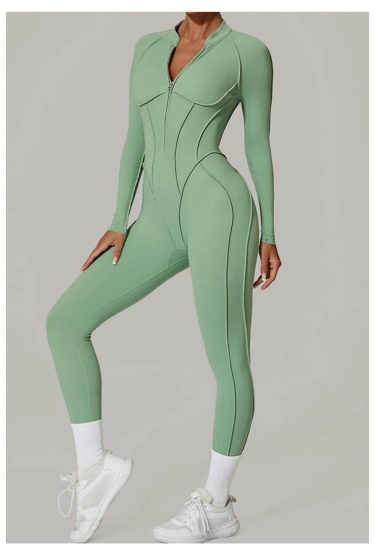 One Pieces Long Jumpsuits Sexy Womens Overalls Mono Streetwear Yellow Body Long Sleeves Woman Clothing Summer Gym Sportswear