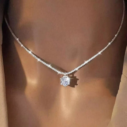 GRA Moissanite 6 Prong Crown Pendant Necklace Real S925 Sterling Silver Sparkling Cauliflower Chain for Women Fine Jewelry