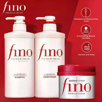 Fino Shampoo/Conditioner/Premium Touch Hair Mask, Repair Damaged Hair Oil Control Smooth Frizzy Hair for Silky, Voluminous Locks