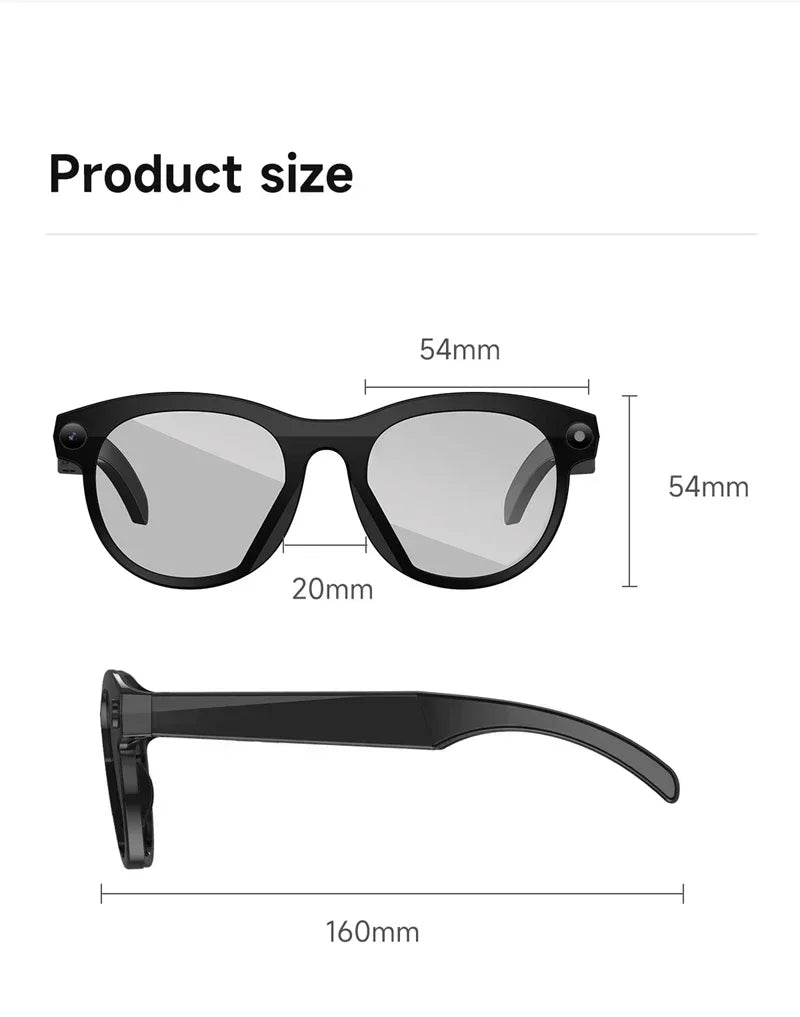 Lenovo Smart AI Glasses 800W Pixels HD Color Changing Chat Translate Camera Bluetooth Call Voice Assistant Music Control Glasses