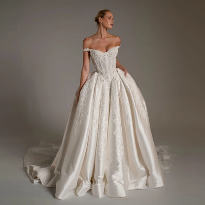 Sharon Said 2026 Luxury Off The Shoulder Appliques Wedding Dresses Women Bride Dresses vestidos de novia SW163 Customized