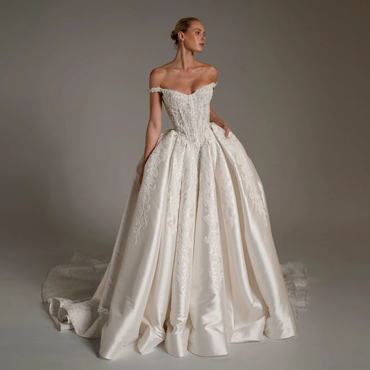 Sharon Said 2026 Luxury Off The Shoulder Appliques Wedding Dresses Women Bride Dresses vestidos de novia SW163 Customized