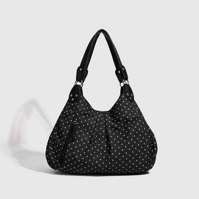 Fashionable Vintage Messenger Bags New Polka Dot Handbag Korean-style Large-capacity Tote Bags Versatile Comfortable Casual Bags
