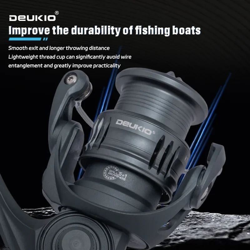DEUKIO Lightweight Spinning Reel Fishing Reel Gear Ratio 5.2:1 Powerful Spinning Fishing Reels for Freshwater Saltwater