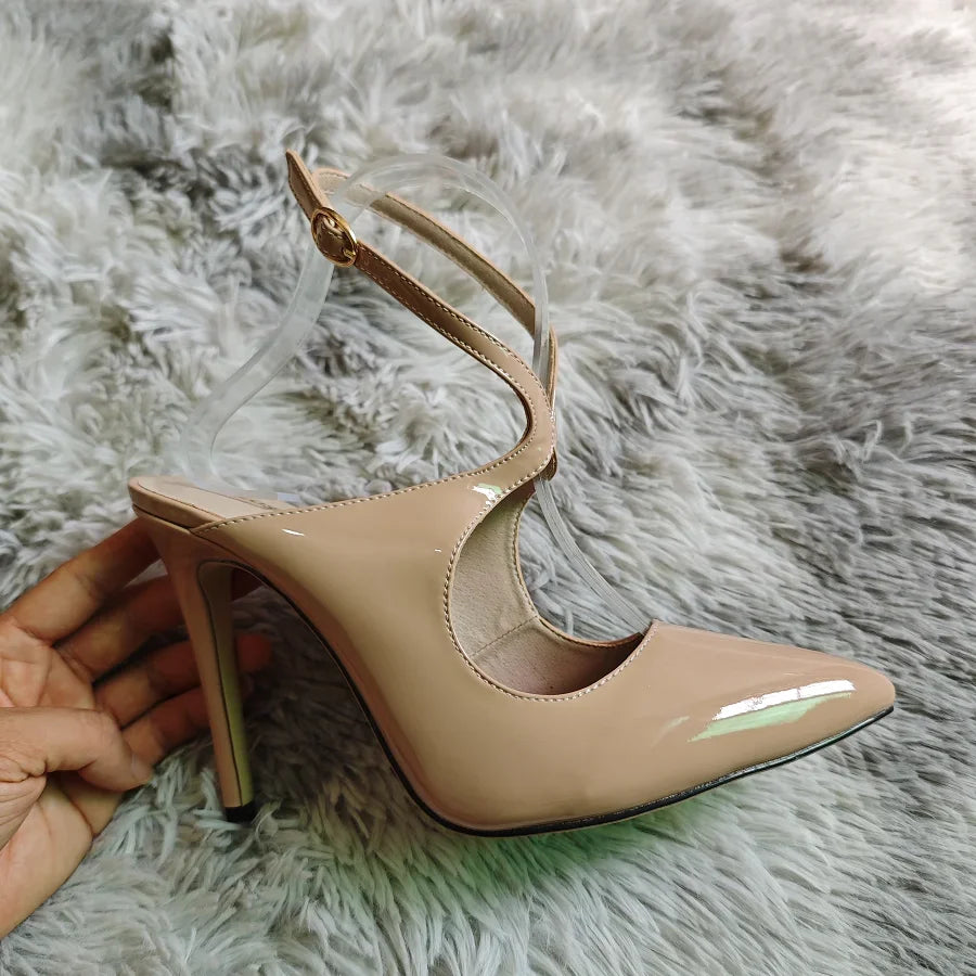 Women Sandals Hollow Jazz Dance Sexy Pumps 11cm Pointed Toe High Heels Ankle Strap Stilettos Nighclub Party Dress Wedding Shoes