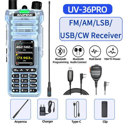 BAOFENG UV‑36 PRO Walkie Talkie 10W High Power Dual Mode Bluetooth Programming Shortwave Receive Two Way Radio FM Handheld Radio