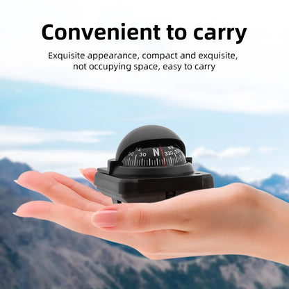 AD Universal Compass Mini Navigation Compass Rotary Adjustable Spherical Dashboard Guide Compass For Boat Vehicle Accessories