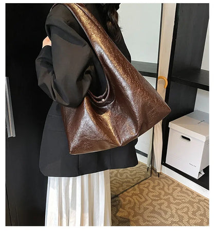 Large Capacity PU Leather Hobo Underarm Bags Autumn Winter Shoulder Bag for Women 2026 New Trend Y2K Handbags and Purses Tote