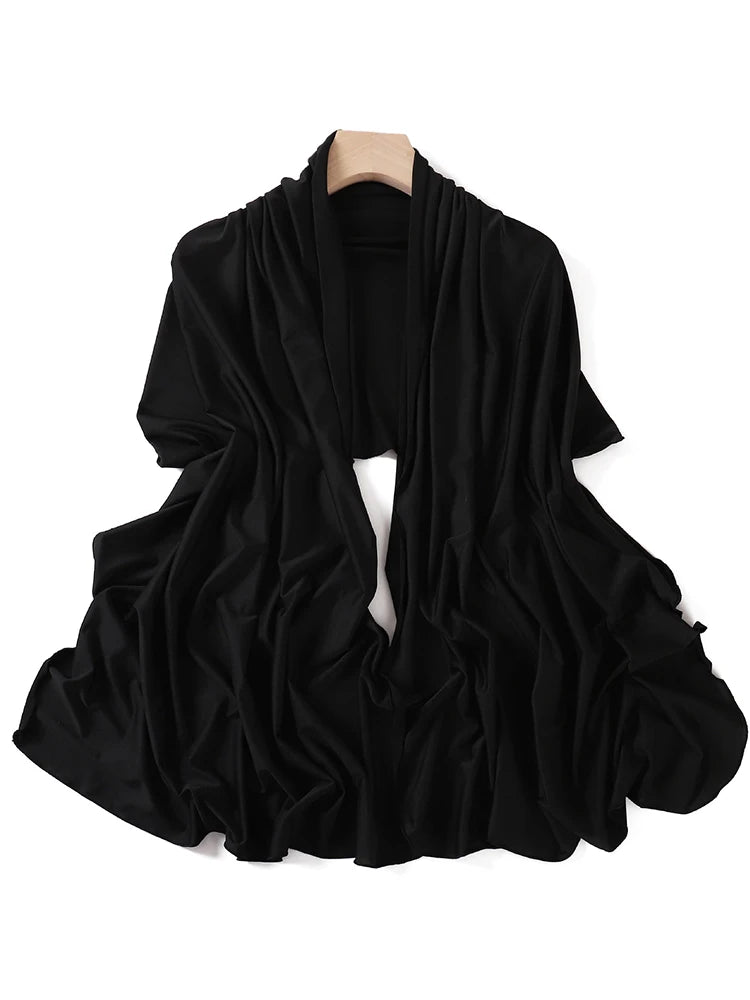 Luxury Wavy Edge Jersey Hijab for Women Solid Color Milk Silk Scarf Headscarf Autumn Shawl Stretchy Chiffon Scarf Ramanda