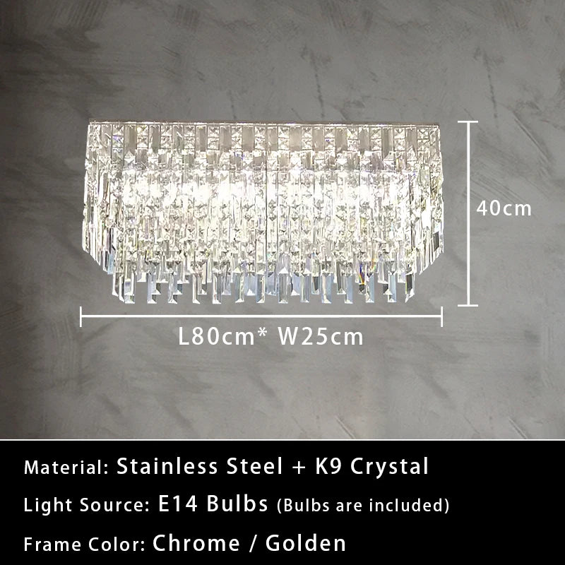 Luxury Crystal Long Pendant Lights Modern Lustres LED Chrome Hanging Lamps for Ceiling Silver Home Decor for Dining Room Remote