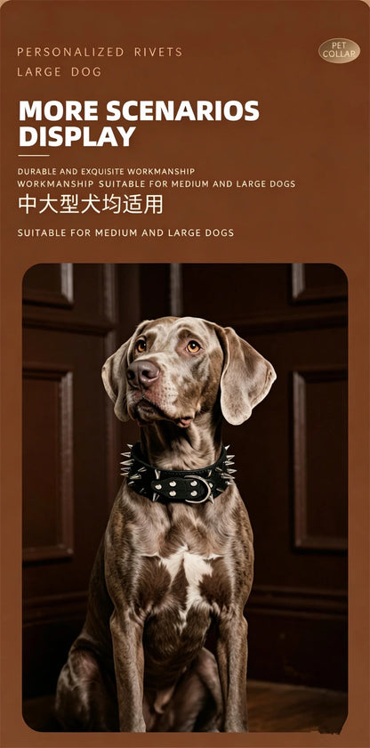 5CM Wide Spiked Studded Dog Collar Anti-Bite PU Leather Pet Collar for Large Dogs Pitbull Mastiff Pet Supplies Accessories